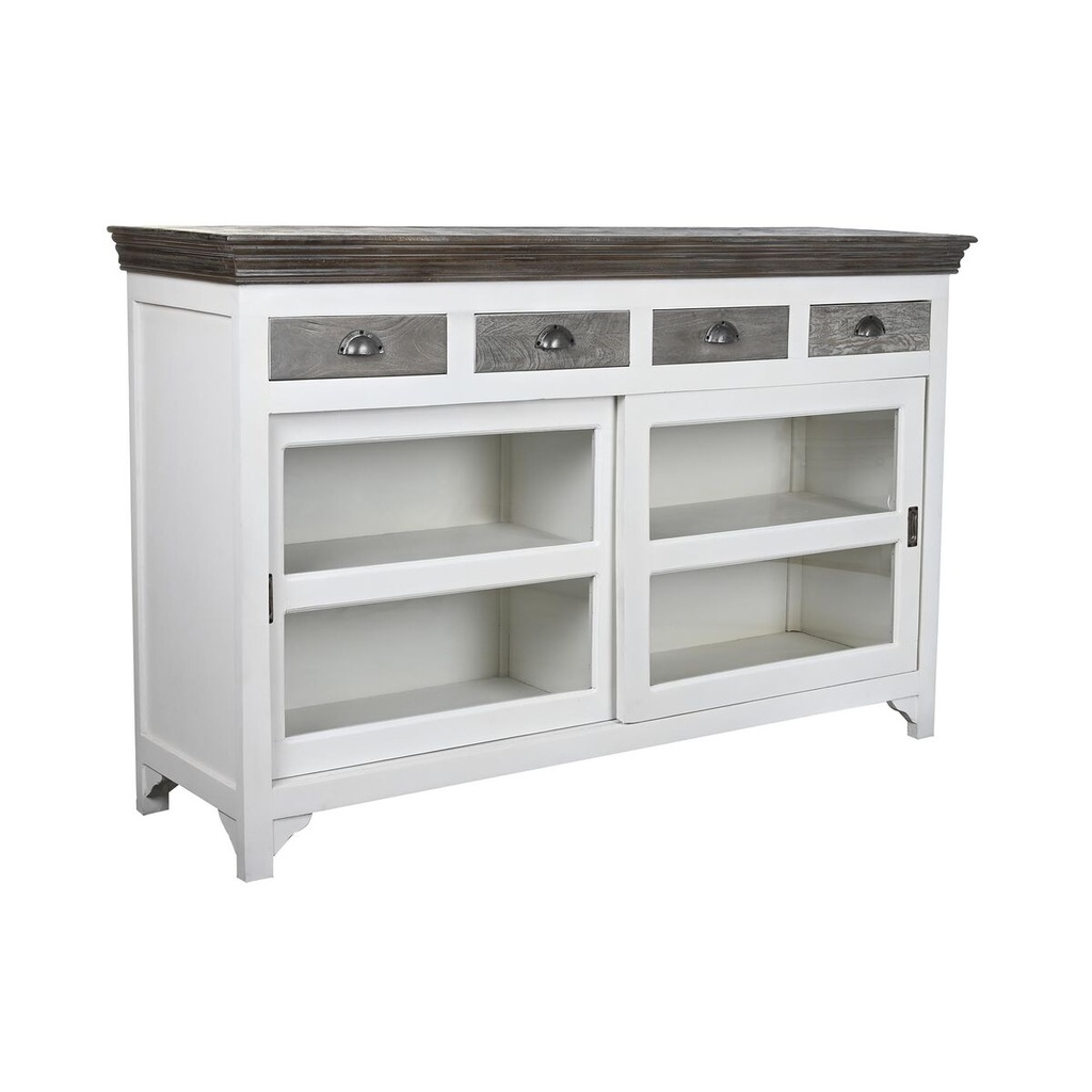 Sideboard DKD Home Decor White Grey Dark brown Crystal Mango wood 165 x 45,7 x 105,4 cm