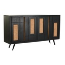 Sideboard DKD Home Decor Black Rattan Mango wood 160 x 40 x 90 cm