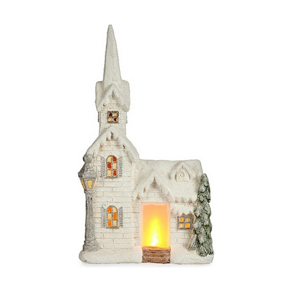 Figura Decorativa Navidad Luz LED Casa 11 x 53 x 28,5 cm Blanco Poliresina