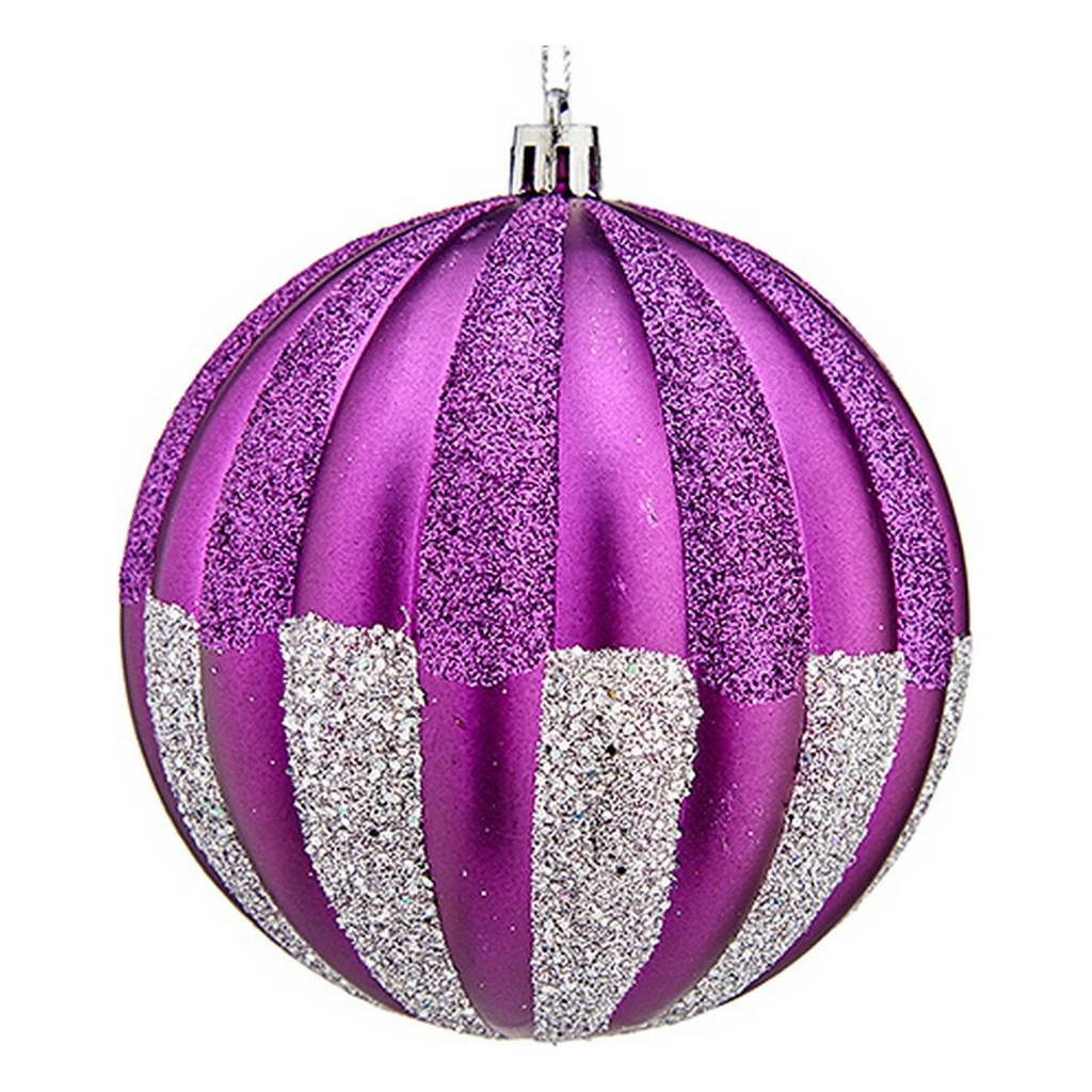 Bolas de Navidad Krist+ 00858 Morado Plateado PVC Ø 10 cm 6 Unidades