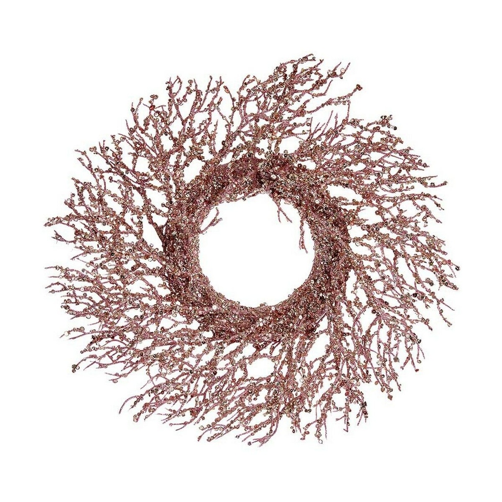 Advent wreathe Branch Pink Golden Plastic 50 x 10 x 50 cm
