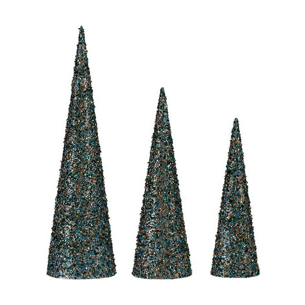 Adorno Navideño Krist+ Azul Dorado Lentejuelas Navidad 16,5 x 60 x 16,5 cm Conos