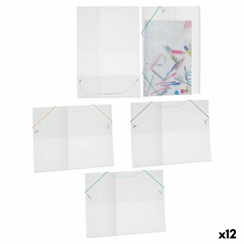 Carpeta Portafolios Pincello ELASTIC 3 COL Verde Transparente (12 Unidades)