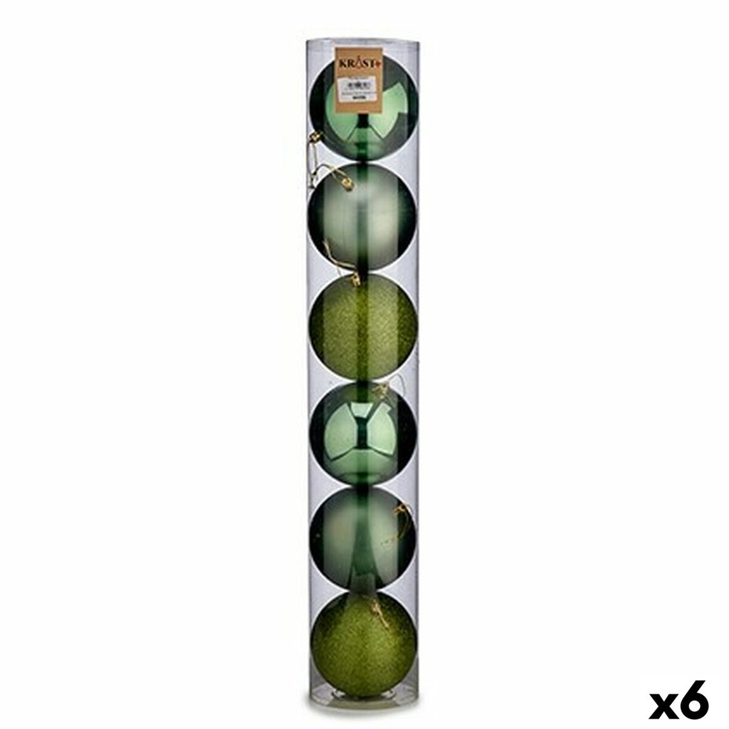 Set de Bolas de Navidad Krist+ 00804 Verde Plástico Ø 12 cm 6 Piezas (6 Unidades)