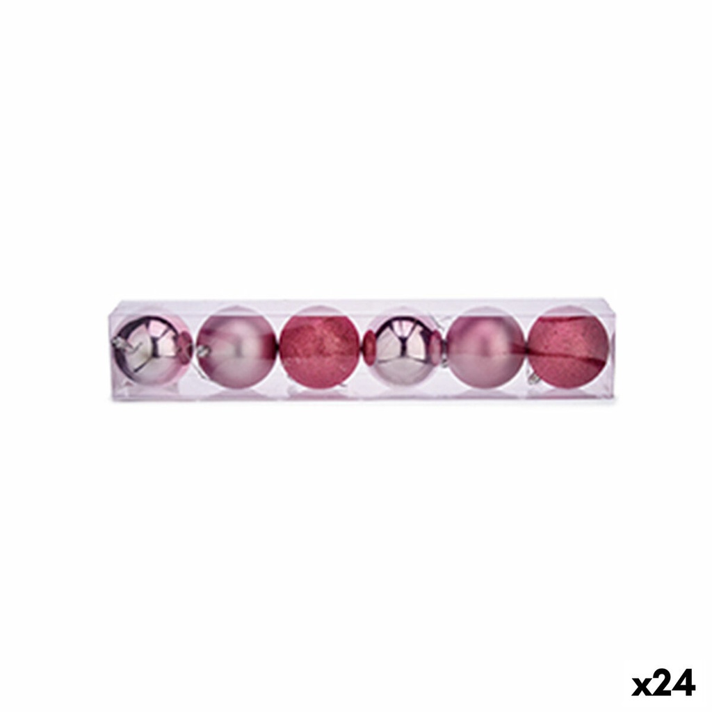 Set de Bolas de Navidad Krist+ 00788 Rosa Plástico Ø 8 cm (24 Unidades)