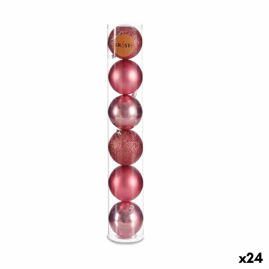Set de Bolas de Navidad Krist+ 00800 Rosa Plástico (24 Unidades)