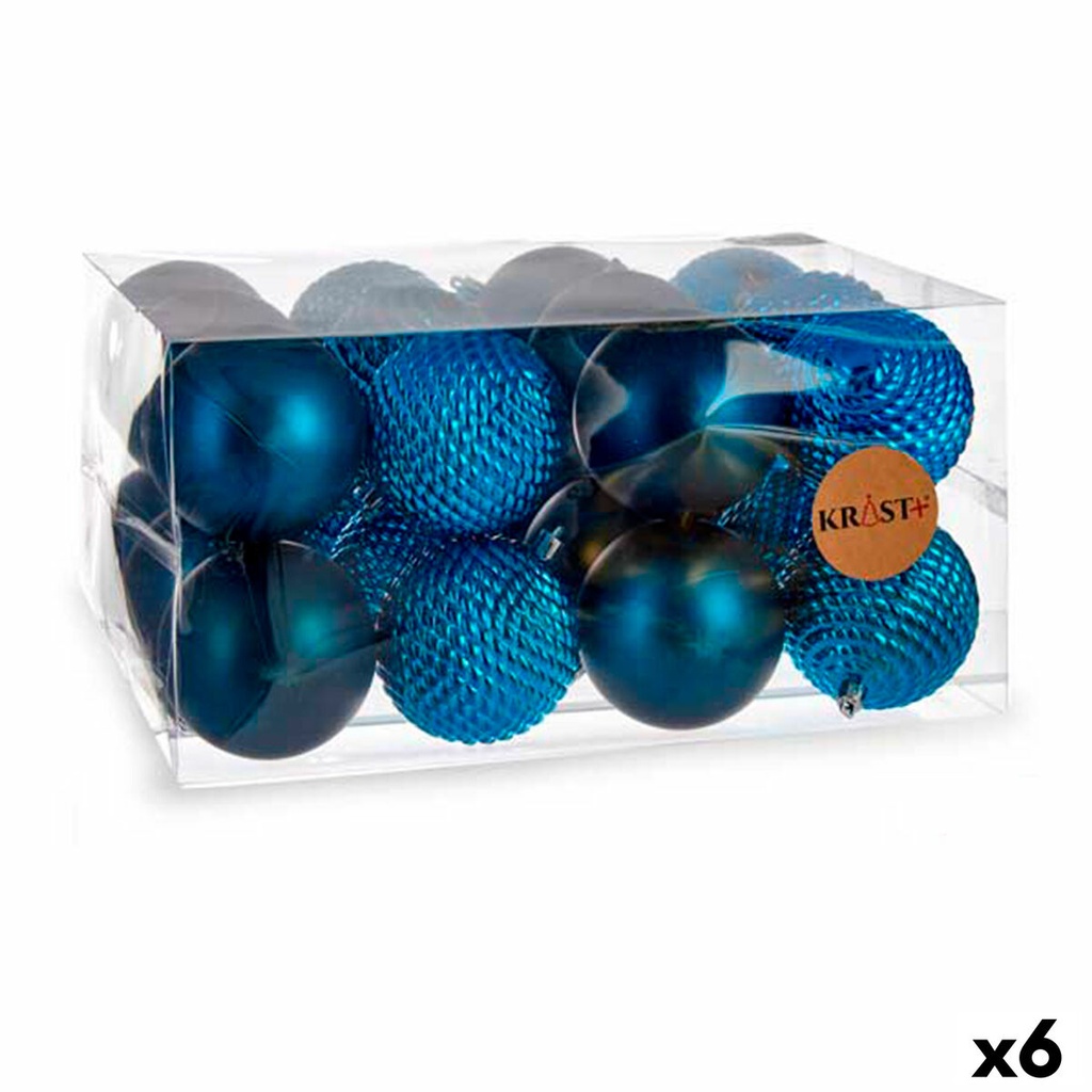 Set of Christmas balls Krist+ 00927 Blue Plastic Ø 8 cm (6 Units)