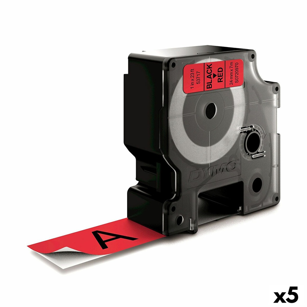 Laminated Tape for Labelling Machines Dymo D1 53717 24 mm LabelManager™ Red Black (5 Units)