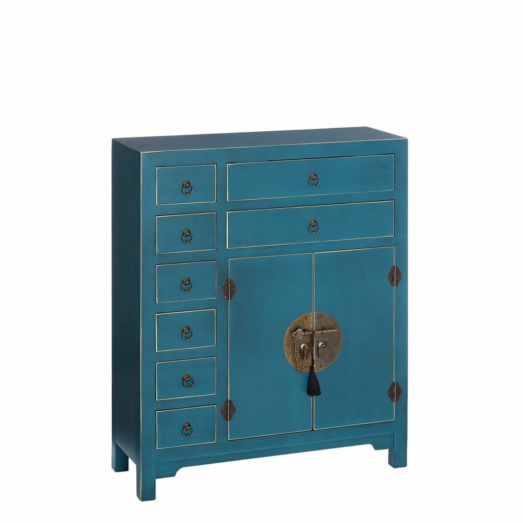 Aparador ORIENTE Azul Dorado Hierro Madera MDF 73 x 26 x 90 cm