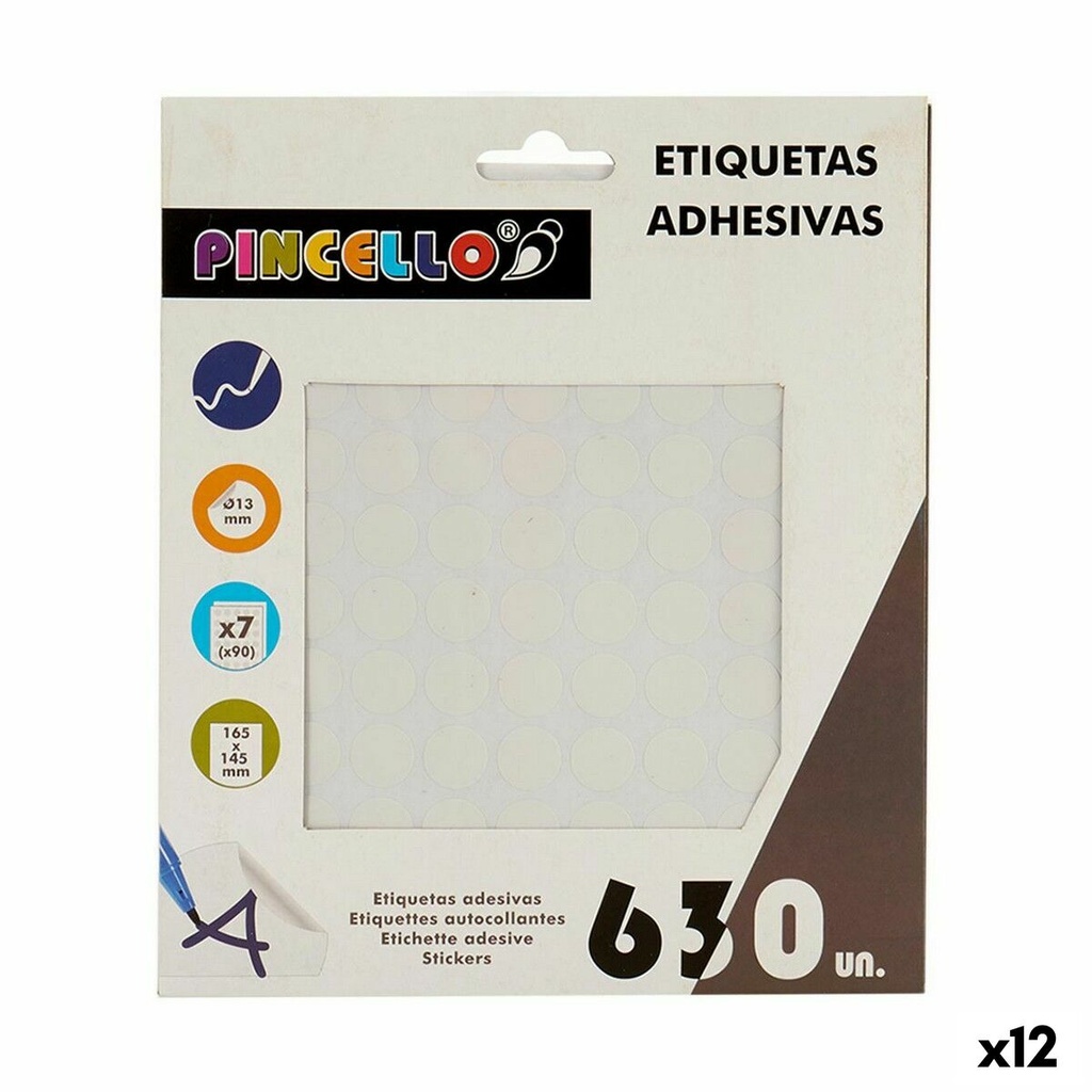 Etiquetas adhesivas Pincello 1711074 Blanco Ø 13 mm (12 Unidades)