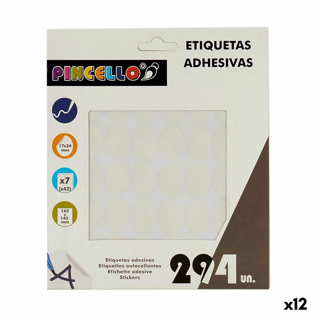 Adhesive labels Pincello 1711077 White 17 x 24 mm Oval (12 Units)