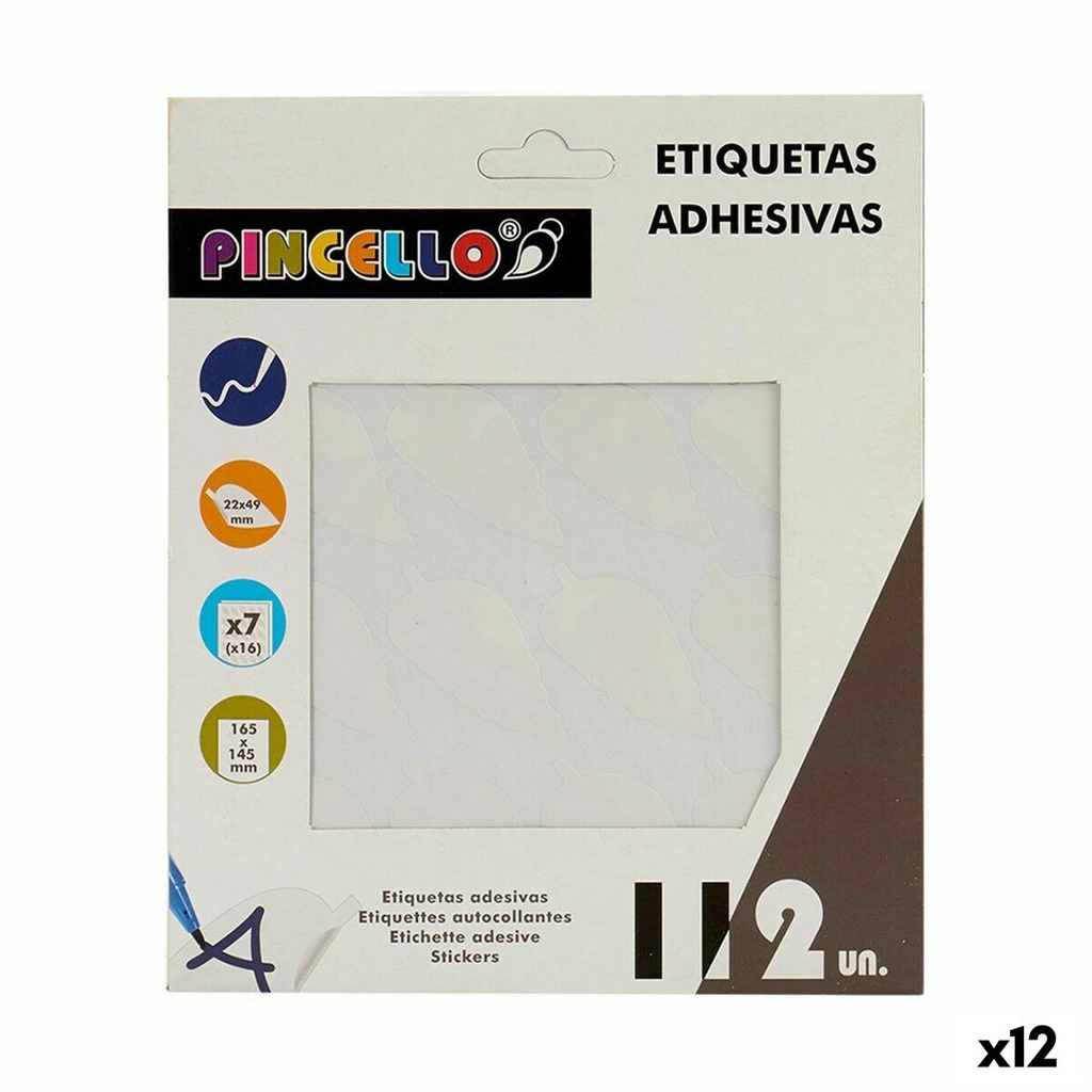 Etiquetas adhesivas Pincello 1711079 Blanco 22 x 49 mm Hojas (12 Unidades)
