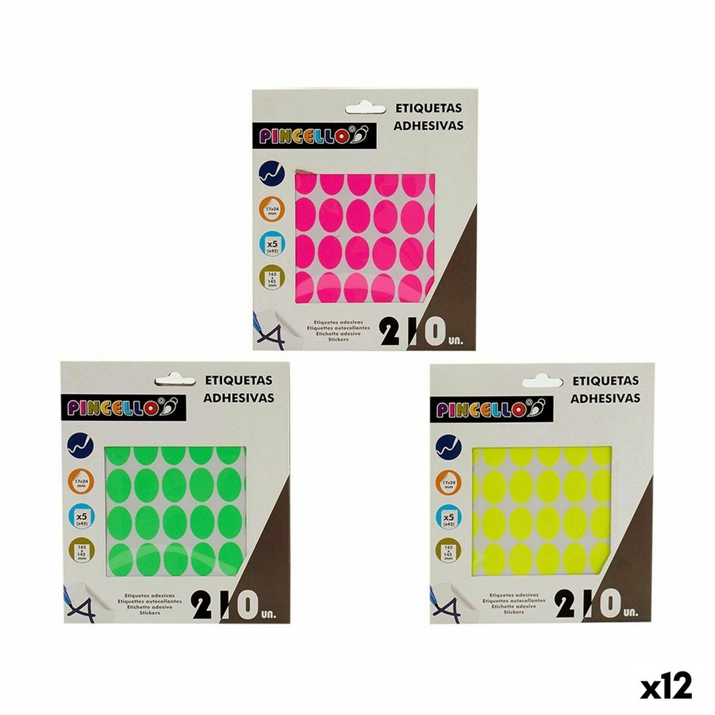 Adhesive labels Pincello 1711089 17 x 24 mm Oval (12 Units)