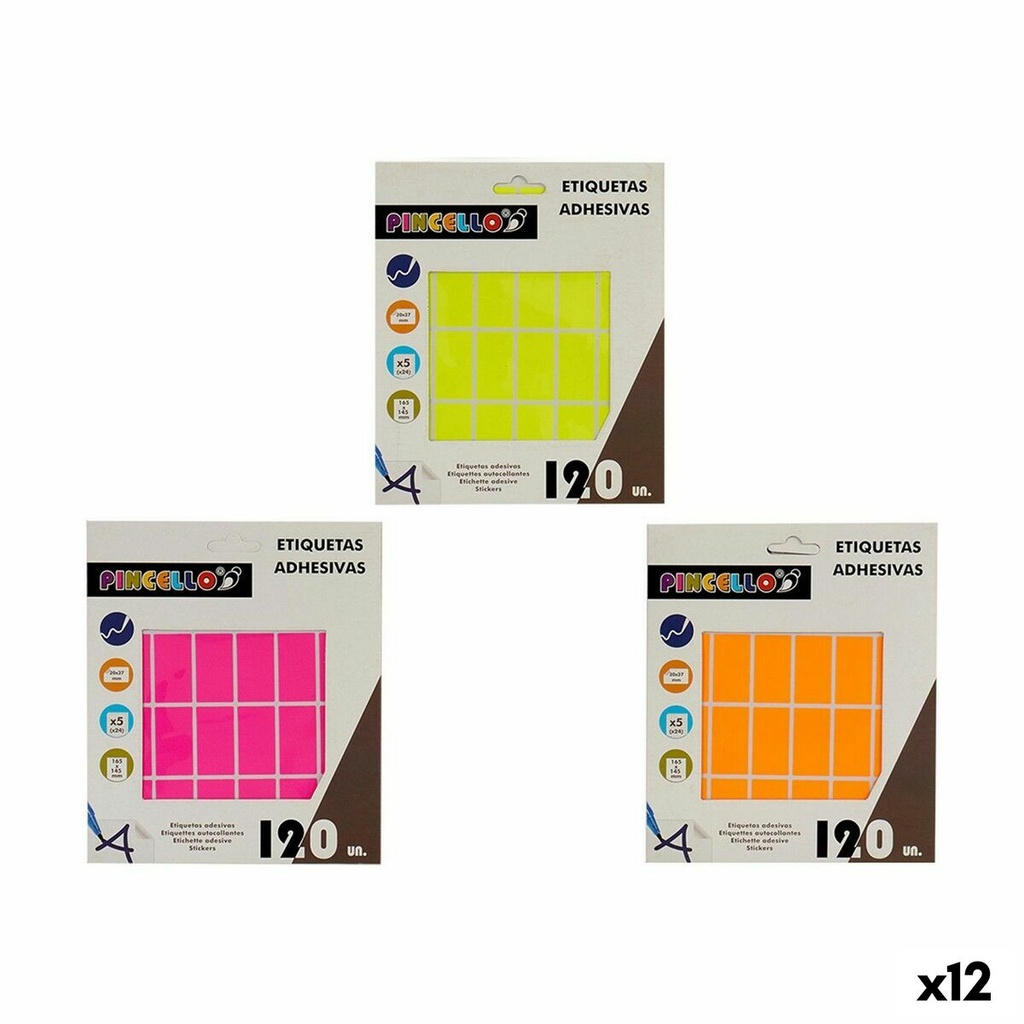 Adhesive labels Pincello 1711094 20 x 37 mm Rectangular (12 Units)