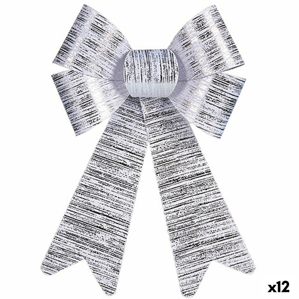 Lazo Krist+ HJ1-12006 Plateado PVC 16 x 24 x 4 cm Adorno Navideño (12 Unidades)