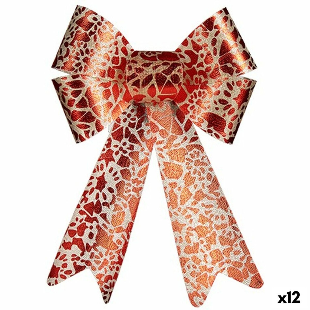Lazo Krist+ HJ1-12007 Rojo Dorado PVC 16 x 24 x 4 cm Adorno Navideño (12 Unidades)