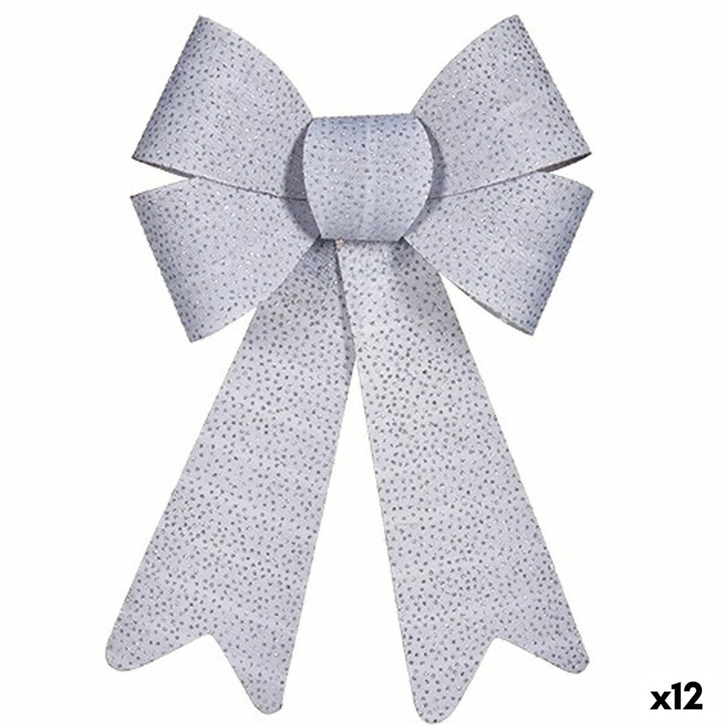 Lazo Krist+ HJ1-12012 Plateado PVC Puntos 16 x 24 x 4 cm Adorno Navideño (12 Unidades)