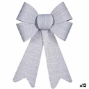 Lazo Krist+ HJ1-12012 Plateado PVC Puntos 16 x 24 x 4 cm Adorno Navideño (12 Unidades)