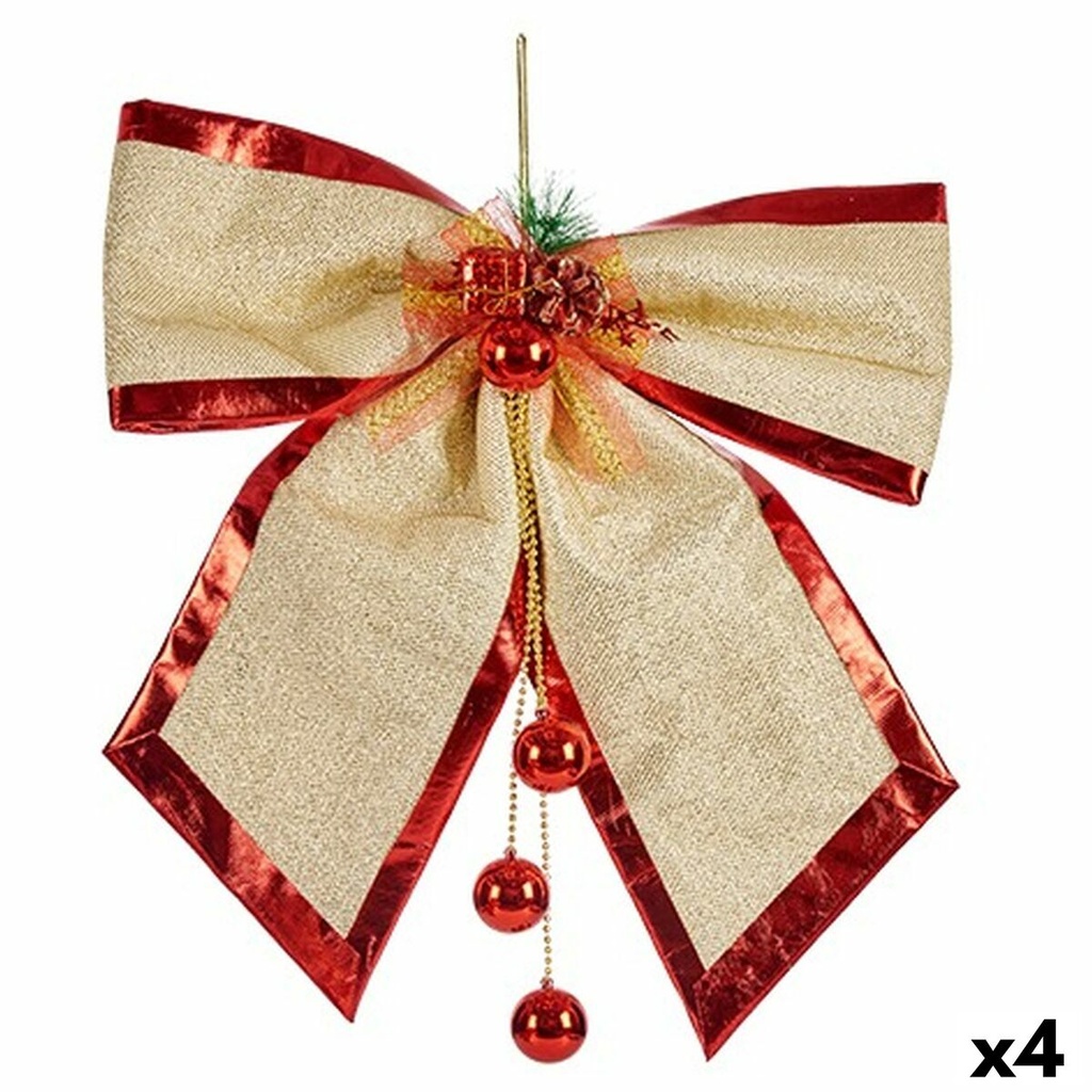 Lazo Krist+ 01467 Rojo Dorado Plástico 53 x 50 x 9 cm Adorno Navideño (4 Unidades)