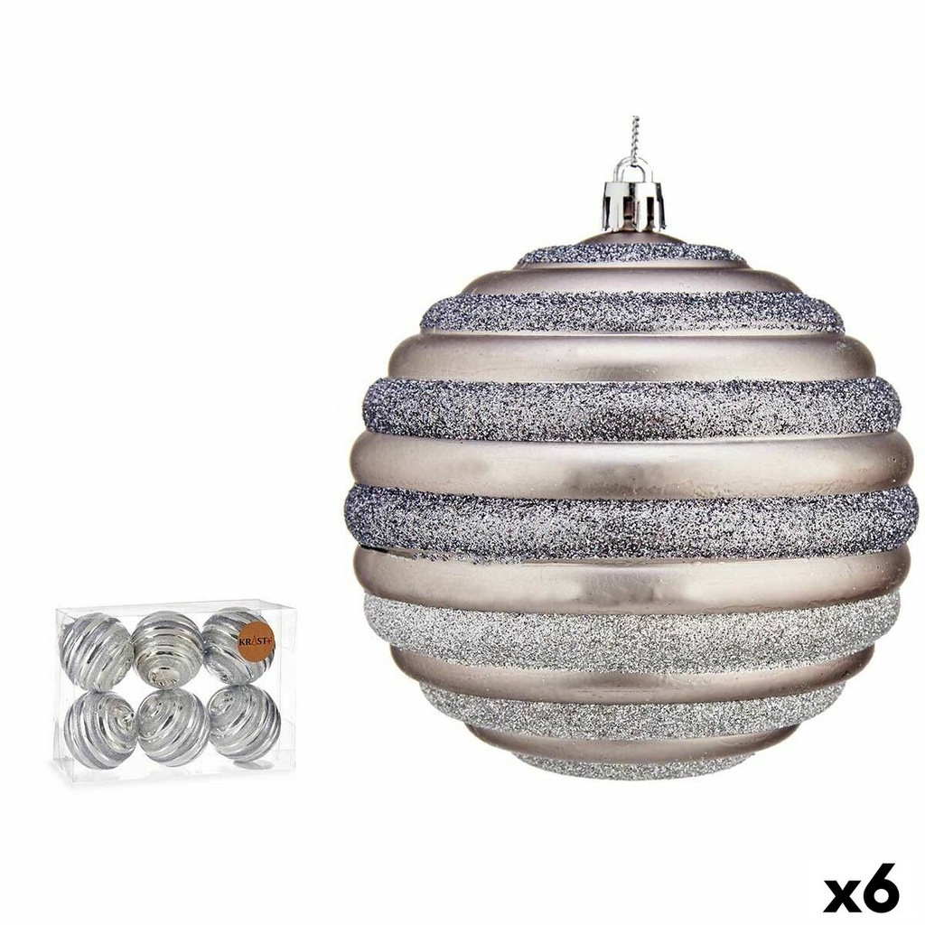 Set de Bolas de Navidad Krist+ 00876 Plateado Plástico Círculos 10 cm (6 Unidades)