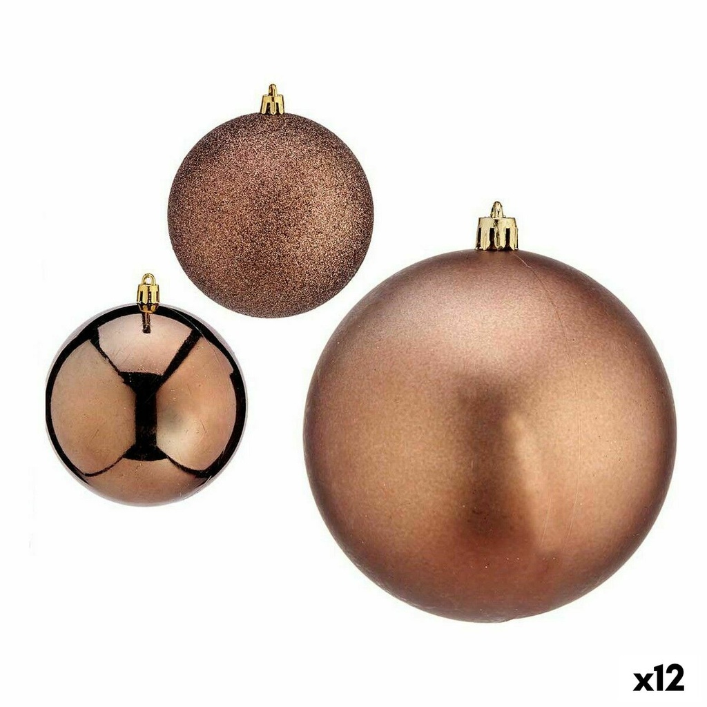 Set of Christmas balls Krist+ 00781 Brown Plastic (12 Units)