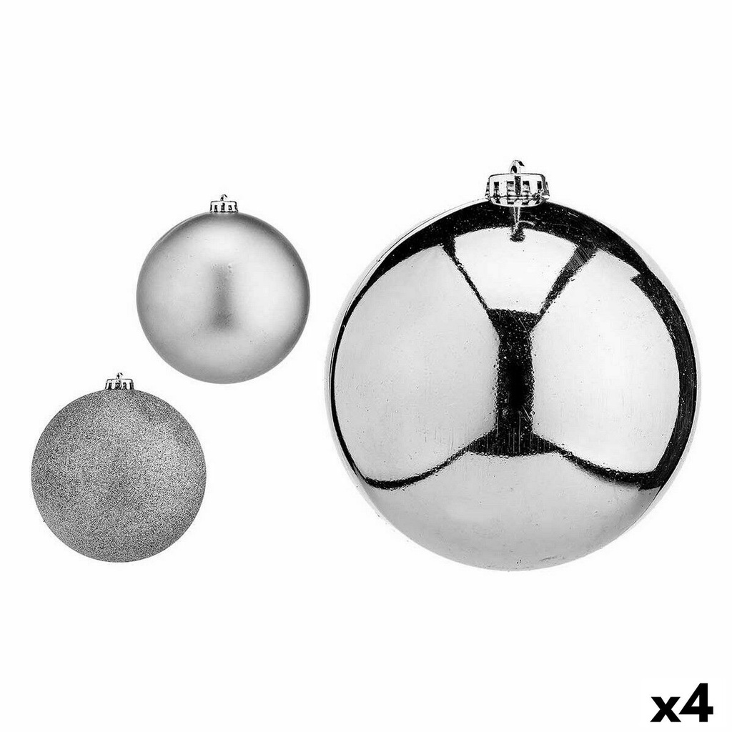 Set de Bolas de Navidad Krist+ 00821 Plateado Plástico Ø 15 cm (4 Unidades)
