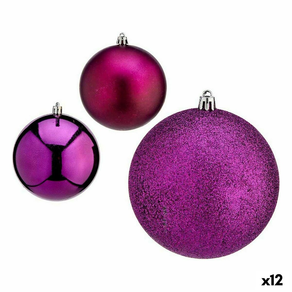 Set de Bolas de Navidad Krist+ 00835 Morado Plástico (12 Unidades)