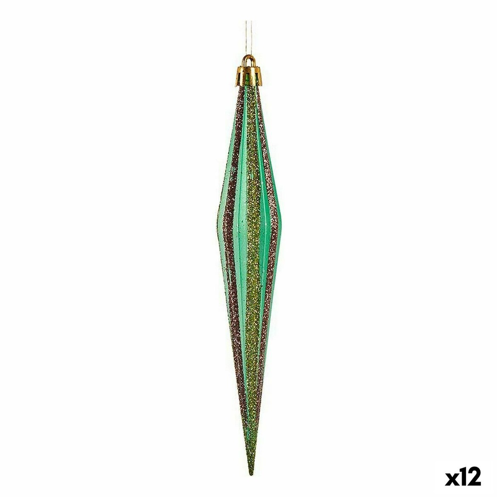 Set Adornos de Navidad Krist+ 00901 Verde Dorado Alargado 3 x 8,5 x 19 cm (12 Unidades)