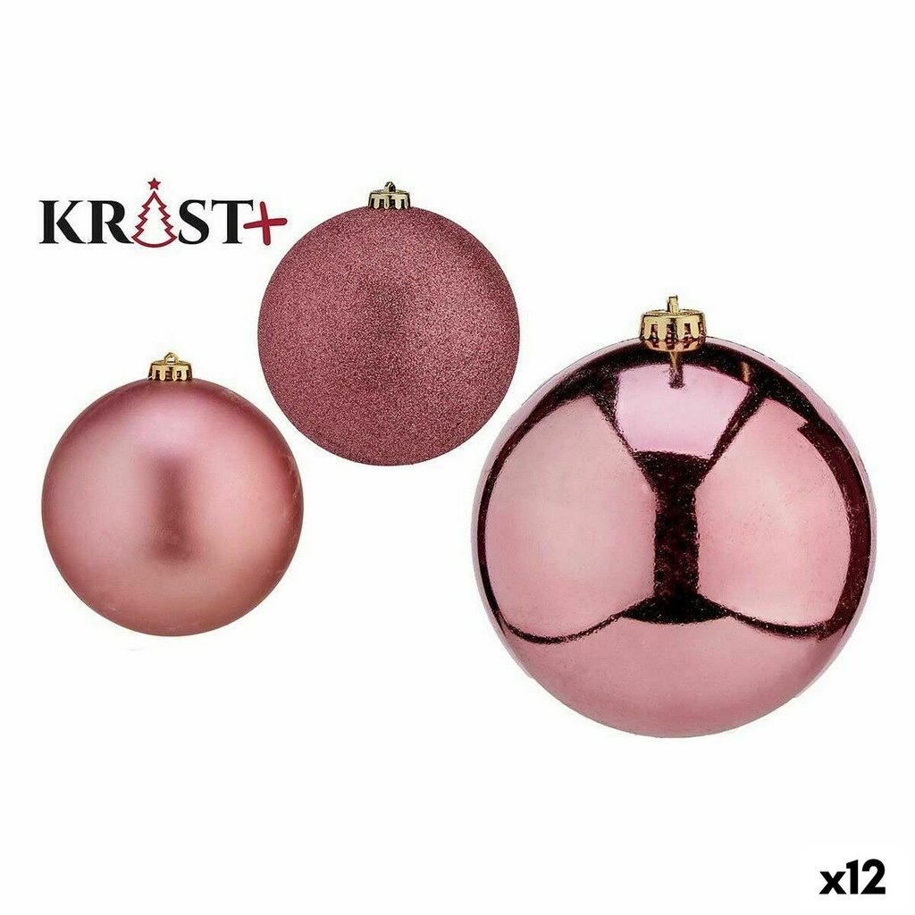 Set de Bolas de Navidad Krist+ 00739 Rosa PVC (12 Unidades)