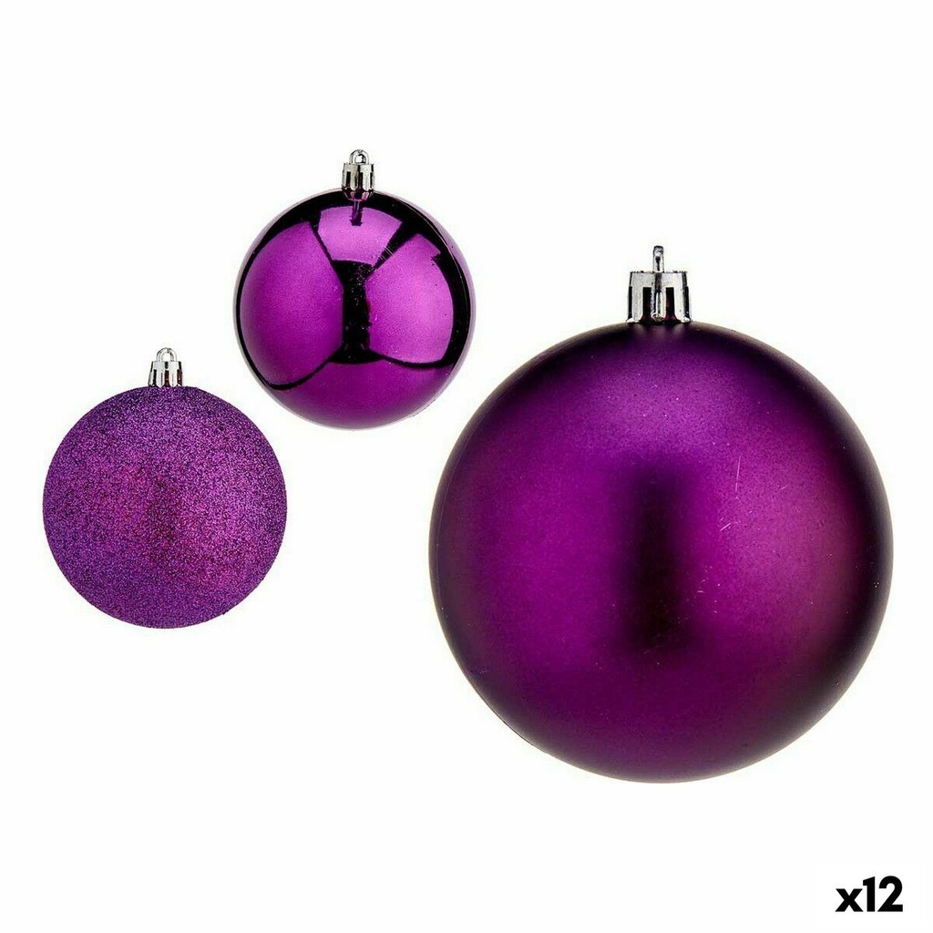Set de Bolas de Navidad Krist+ 00836 Morado Plástico (12 Unidades)