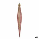 Set Adornos de Navidad Krist+ 00902 Rosa Dorado PVC Alargado 3 x 3 x 18,5 cm (12 Unidades)