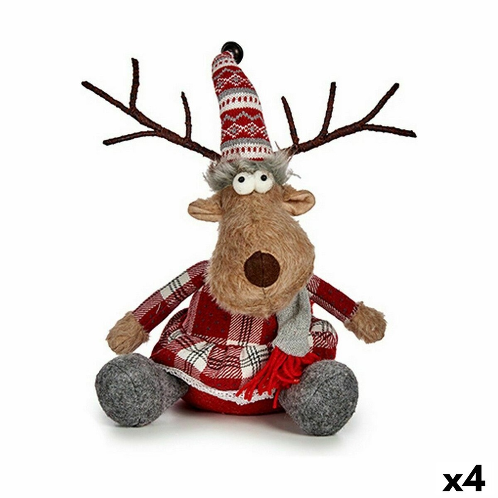 Decorative Figure Krist+ FG31-9590B White Brown Red Grey Deer 16 x 30 x 30 cm (4 Units)