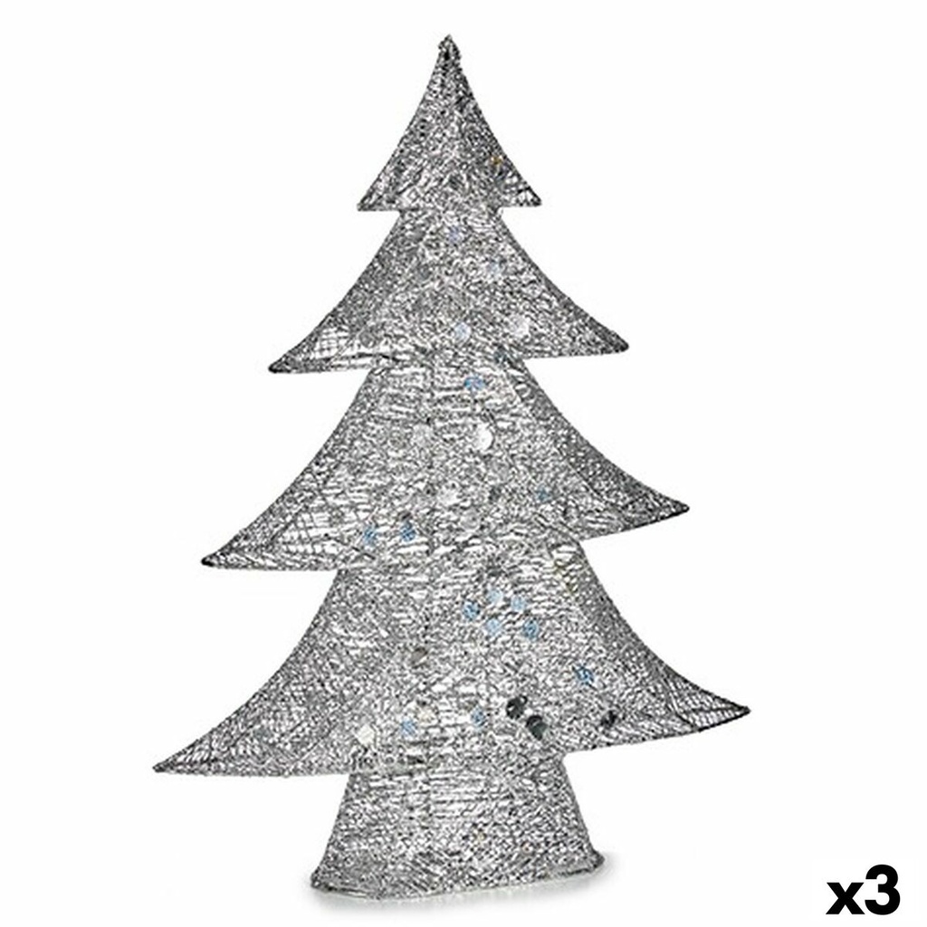Figura Decorativa Krist+ 00126 Plateado Árbol de Navidad 12 x 59,5 x 48,5 cm Metal (3 Unidades)