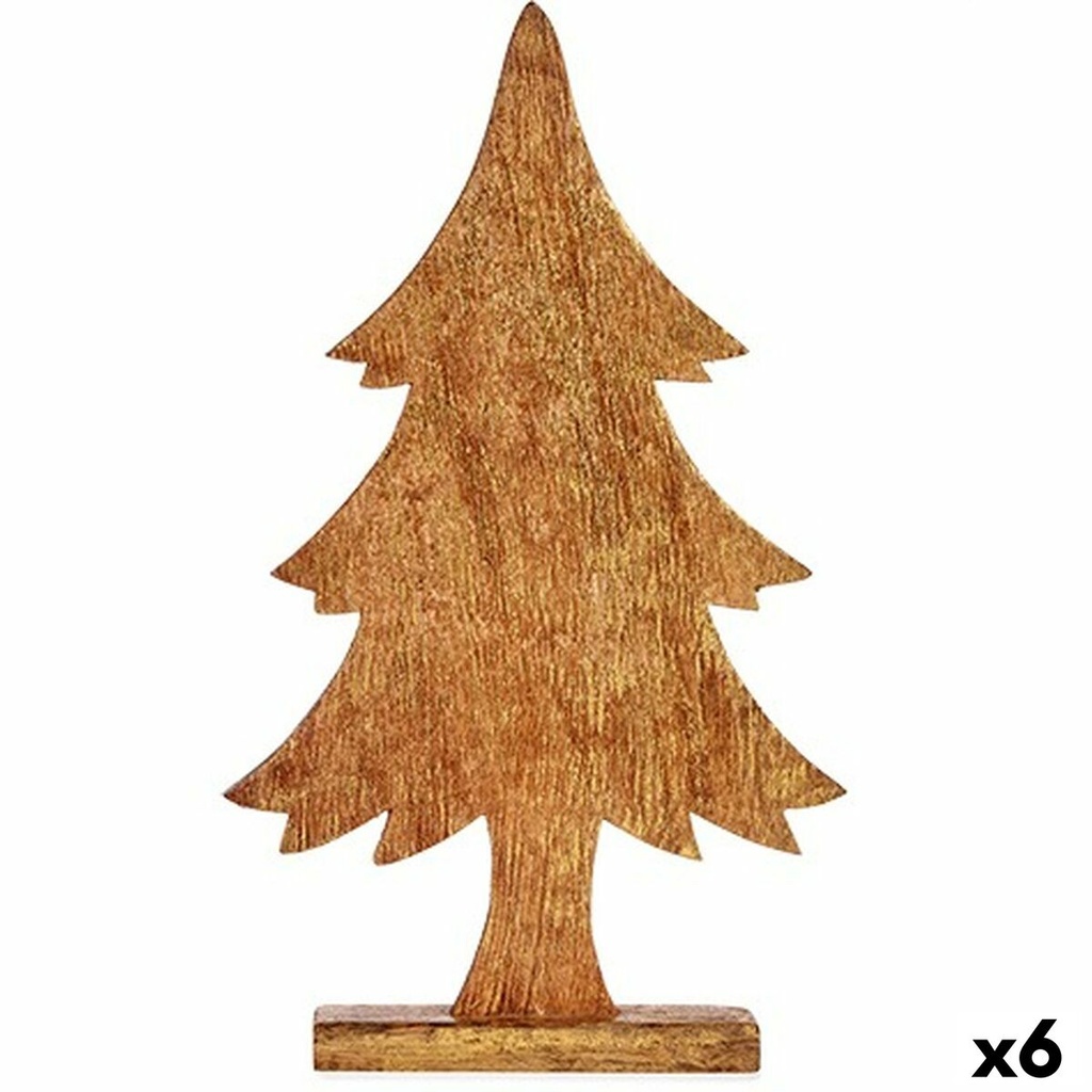 Figura Decorativa Árbol de Navidad Dorado Madera 5,1 x 49,5 x 25,5 cm (6 Unidades)