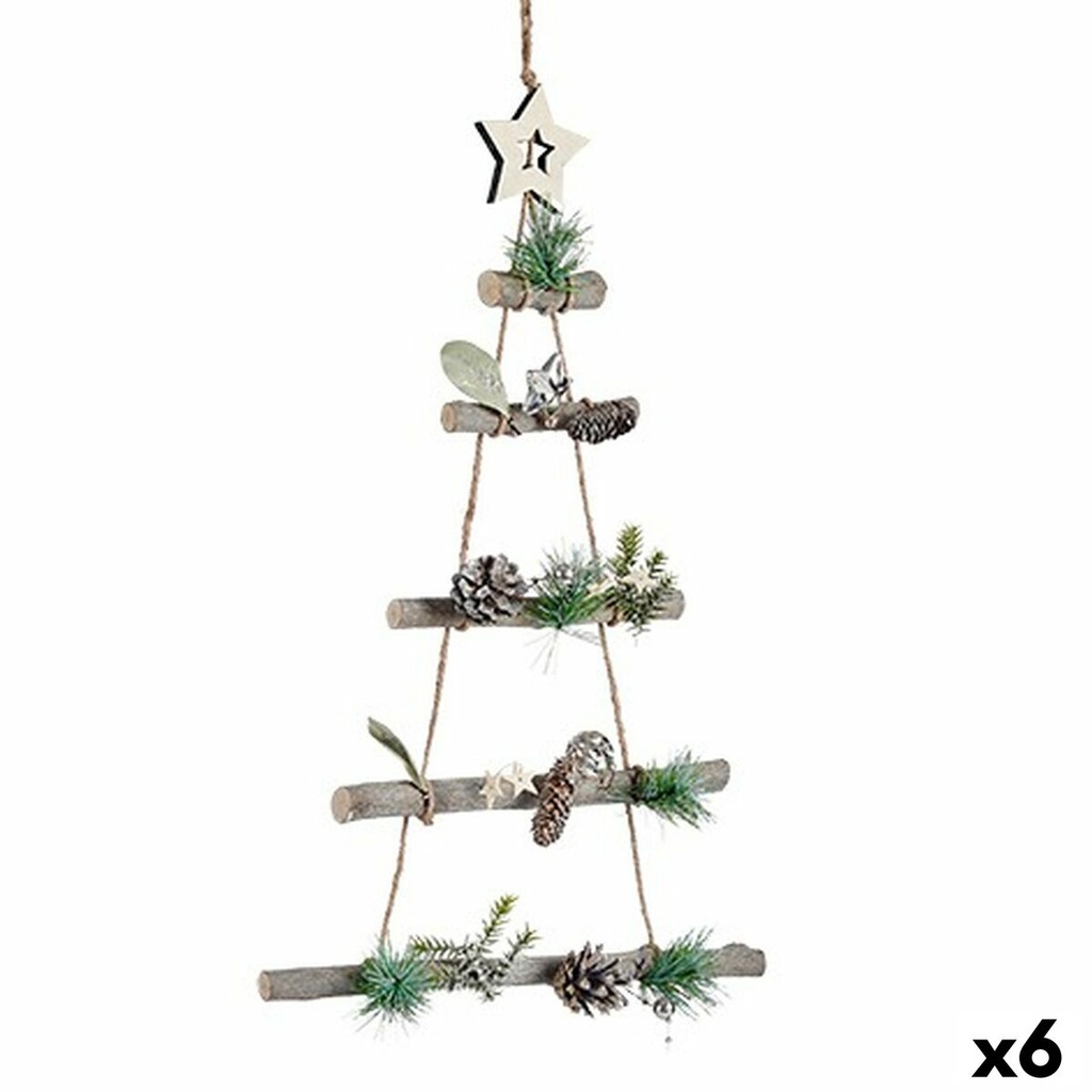 Christmas bauble Krist+ 95851 Brown Silver Wood Plastic Christmas Tree 34 x 5 x 65 cm (6 Units)
