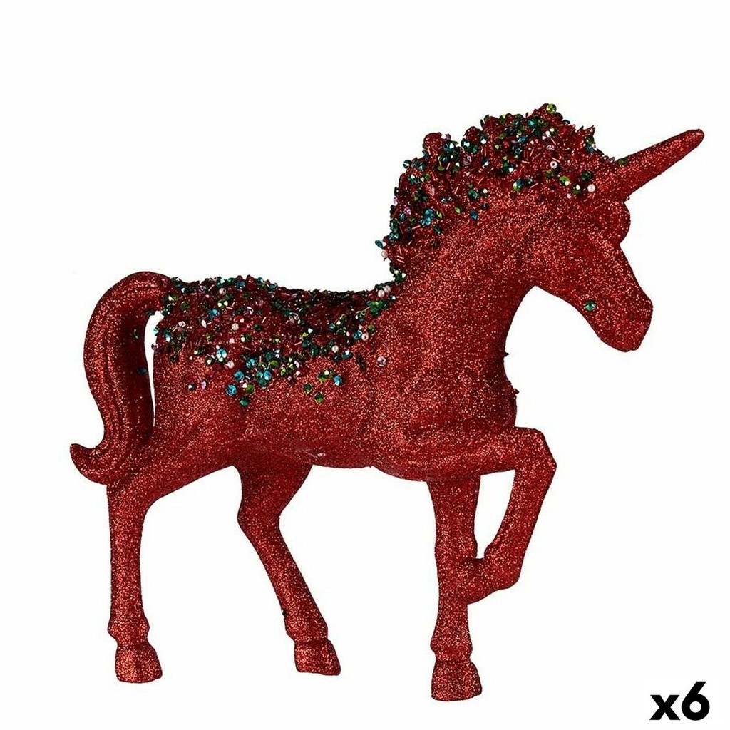 Decorative Figure Krist+ 7239/16-12.5-WPN3-7 Blue Red Unicorn 9,5 x 31 x 40 cm (6 Units)