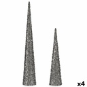Adorno Navideño Krist+ 193YYX38-MNCA-1 Plateado Plata Conos 9,5 x 60 x 9,5 cm Lentejuelas (4 Unidades)