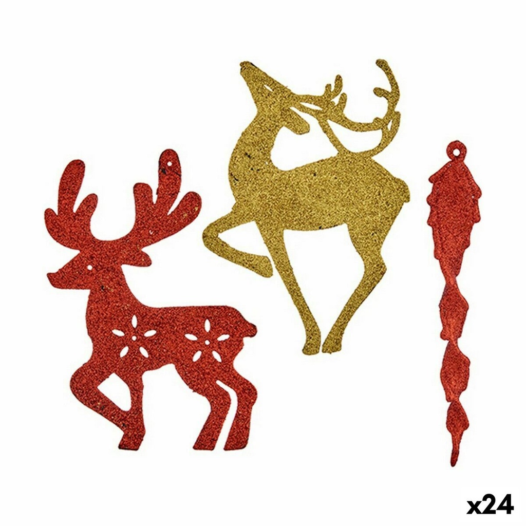 Christmas Decorations Set Krist+ 00510 Red Golden Plastic 14,5 x 14,5 x 2 cm (24 Units)