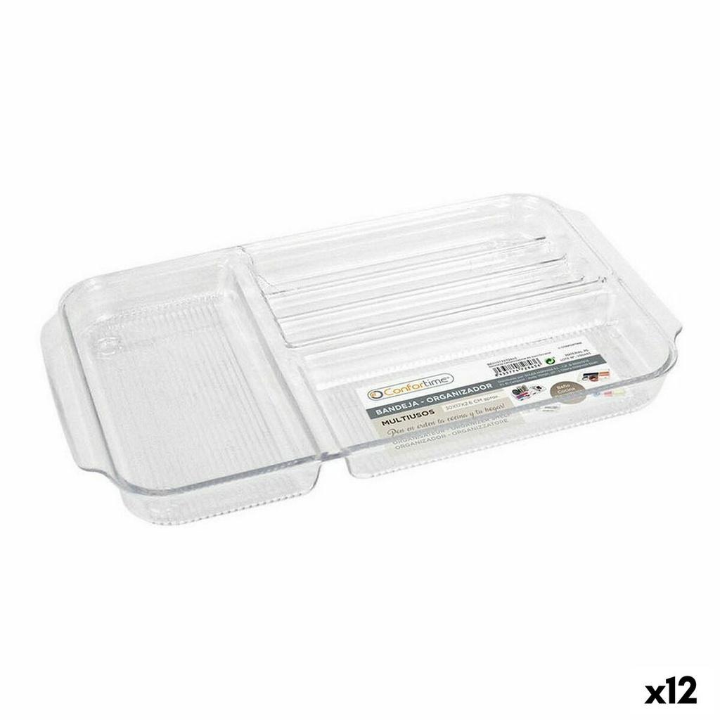 Bandeja con Compartimentos Confortime Poliestireno 30 x 17,7 x 2,6 cm 12 Unidades (30 x 17 x 2,6 cm)