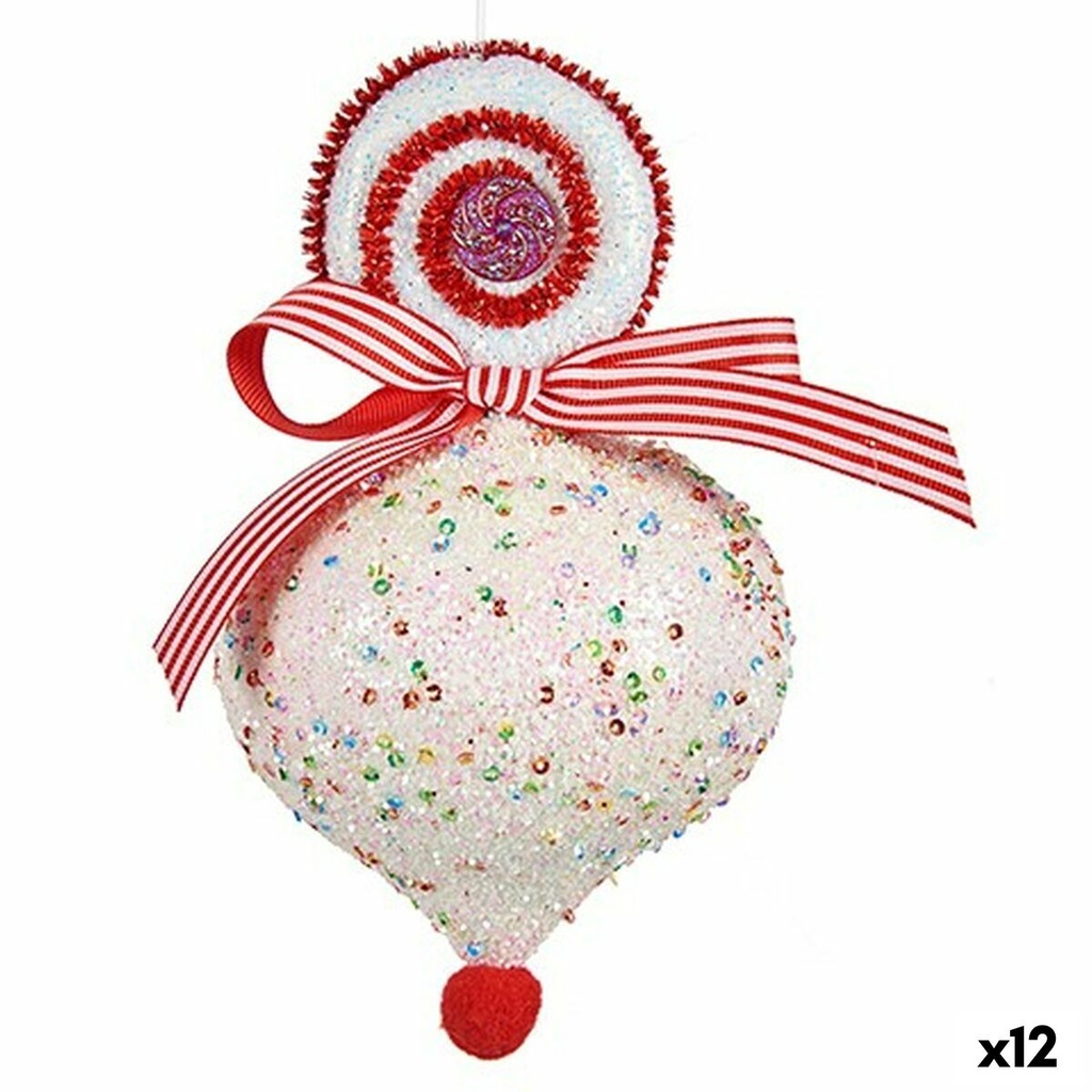 Christmas bauble Krist+ 64814836 White Red Teardrop 11 x 17 x 11 cm (12 Units)