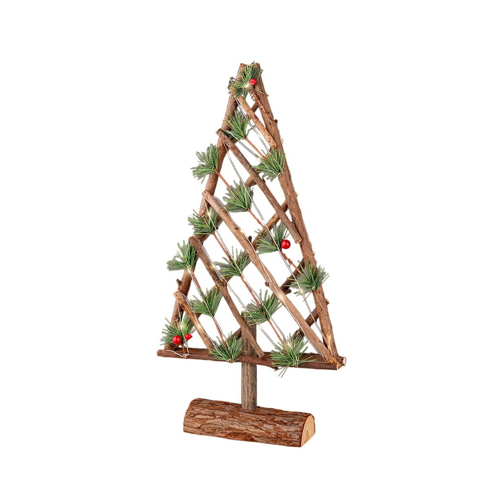 Árbol de Navidad Lumineo Blanco Cálido Madera 25,5 x 6 x 49 cm MicroLED Decorativo