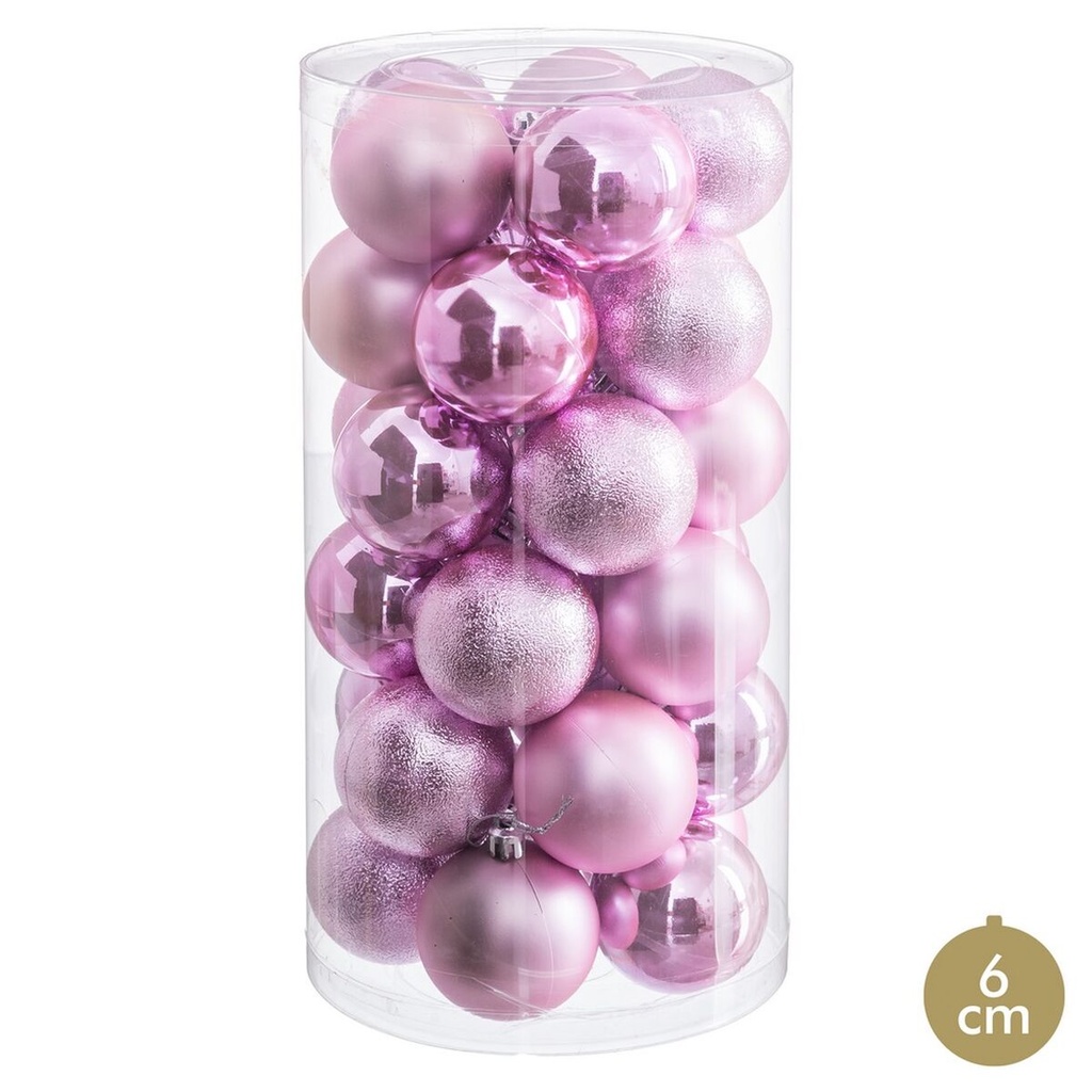 Christmas Baubles Pink Plastic Ø 6 cm (30 Units)