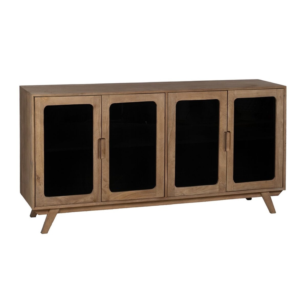 Sideboard BURNIE Black Natural Crystal Mango wood 162 x 41 x 83 cm