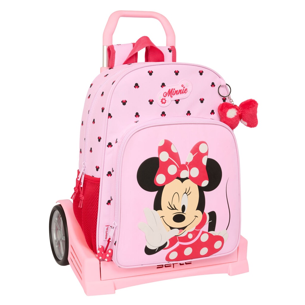 School Rucksack with Wheels Minnie Mouse Naive Pink 33 x 42 x 14 cm