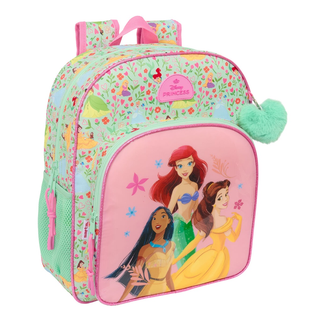 School Bag Disney Princess Bloom Green Pink 32 x 38 x 12 cm