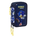 Triple Pencil Case Sonic City Blue 12,5 x 19,5 x 5,5 cm 37 Pieces