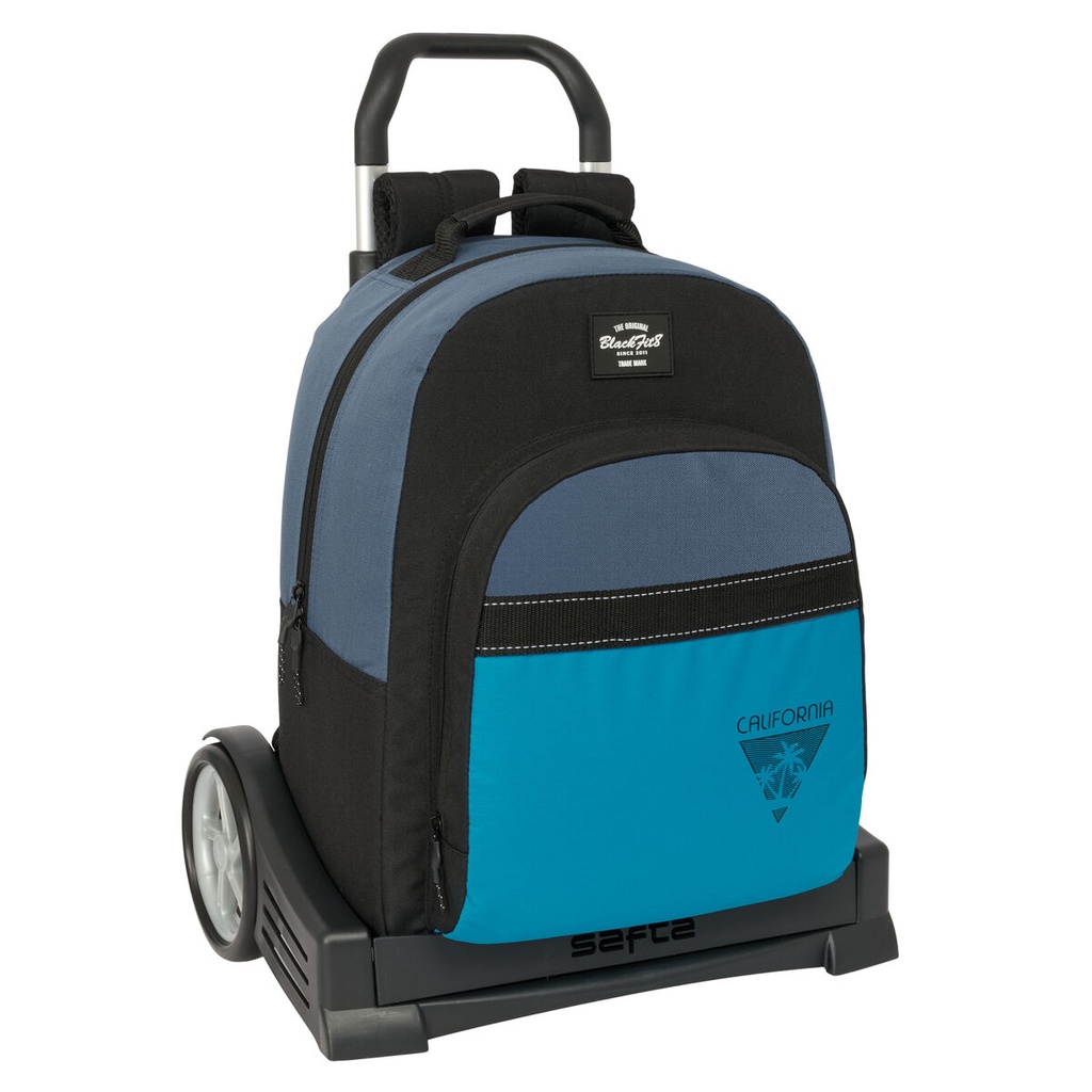 Mochila Escolar con Ruedas BlackFit8 California Azul Negro 32 x 42 x 15 cm