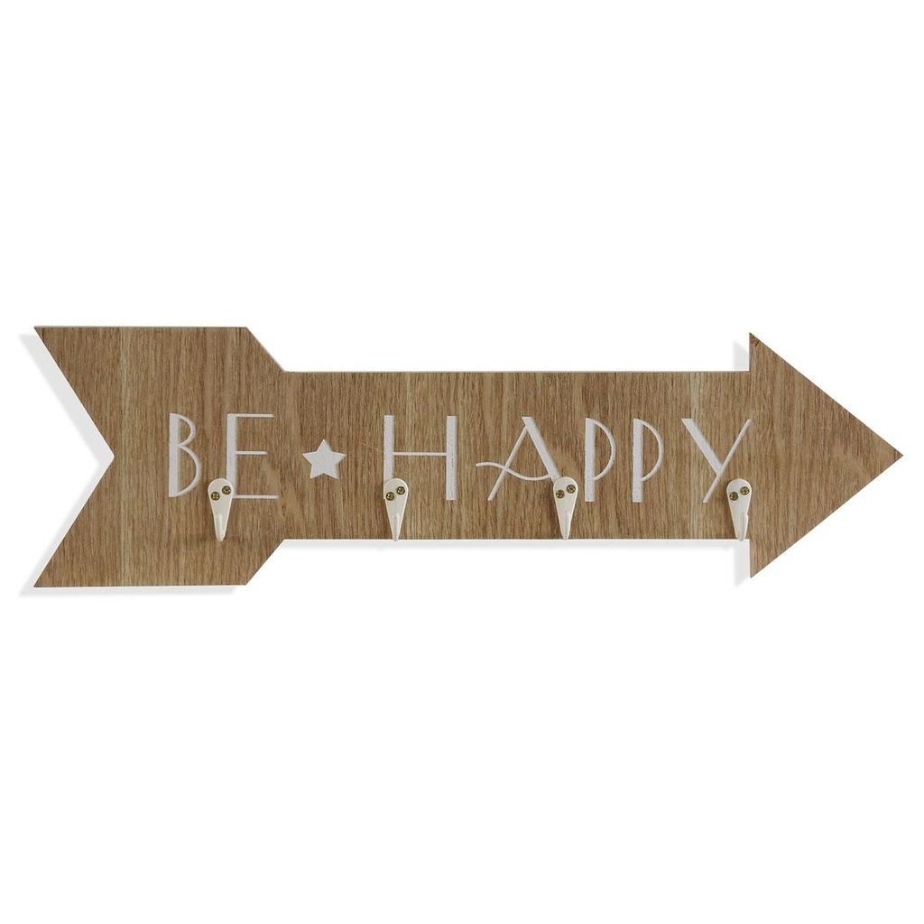 Wall mounted coat hanger Versa Be Happy MDF Wood 4 x 14,5 x 48 cm