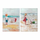 Cuadro DKD Home Decor Playa Niños (50 x 2,5 x 70 cm) (2 Unidades)