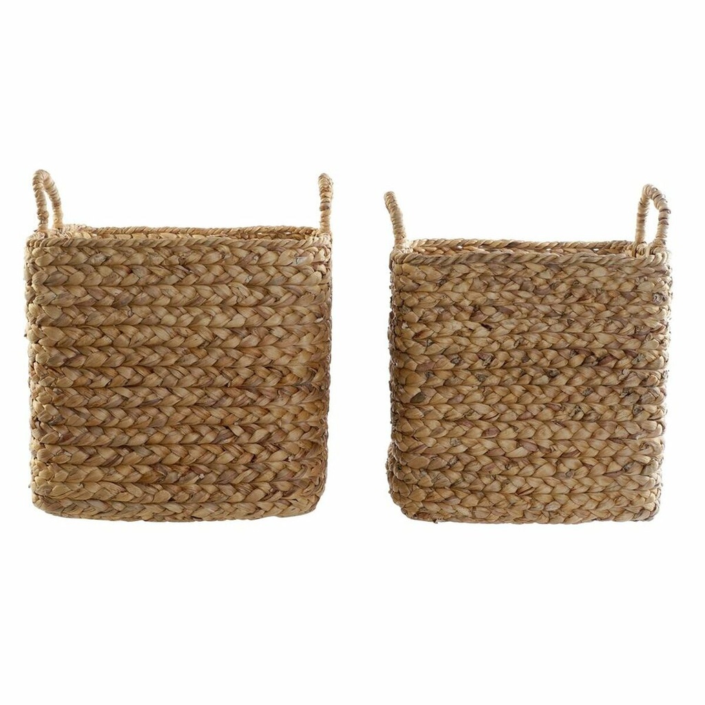 Juego de Cestas DKD Home Decor Marrón Natural Junco (2 Piezas)